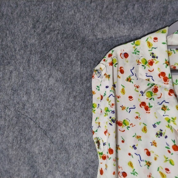Cooper Ella Women Blouse L Button Down Novelty Fruit Picnic Statement Shirt
