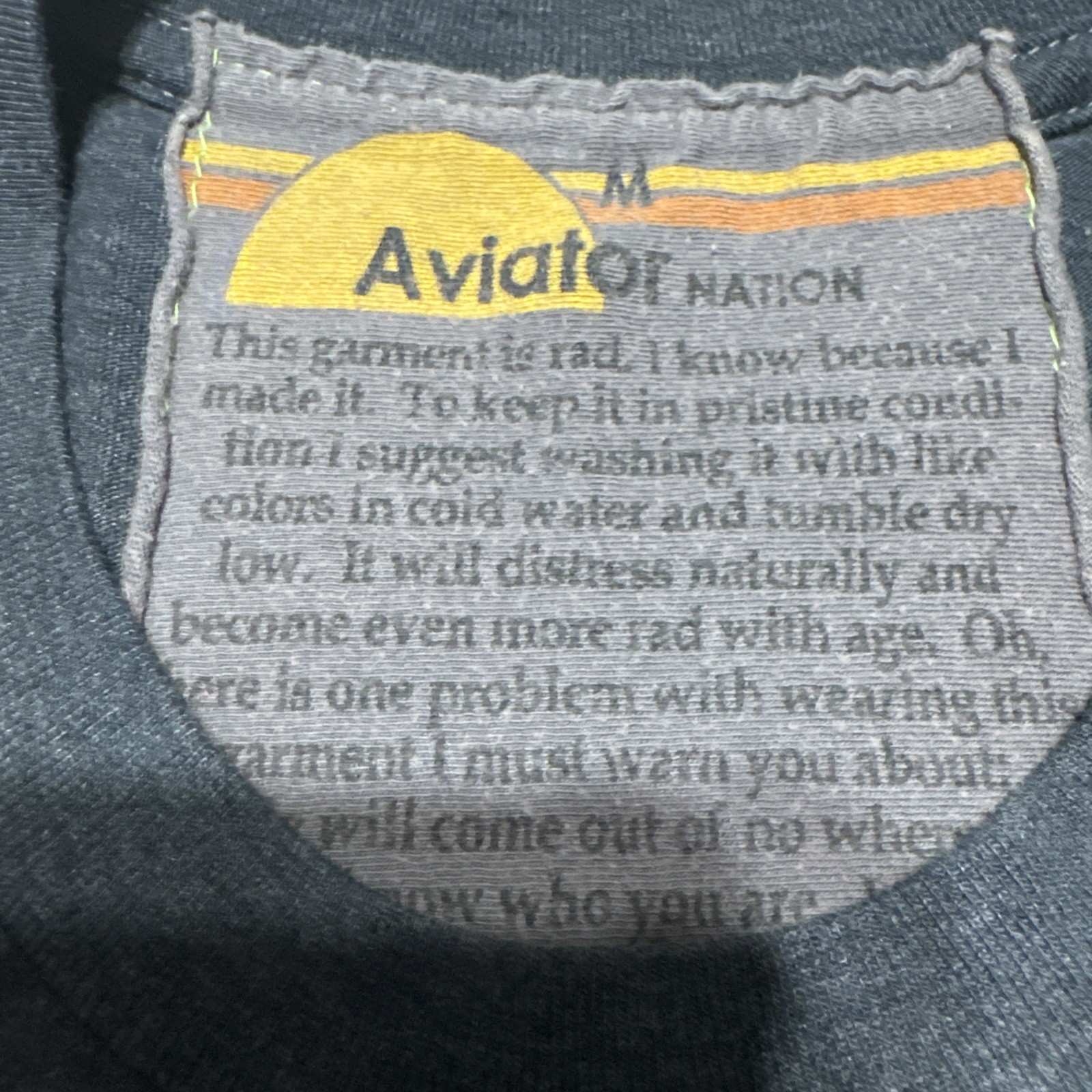 AVIATOR NATION Lightning Bolt Cropped T-Shirt Size MEDIUM Charcoal Grey #54
