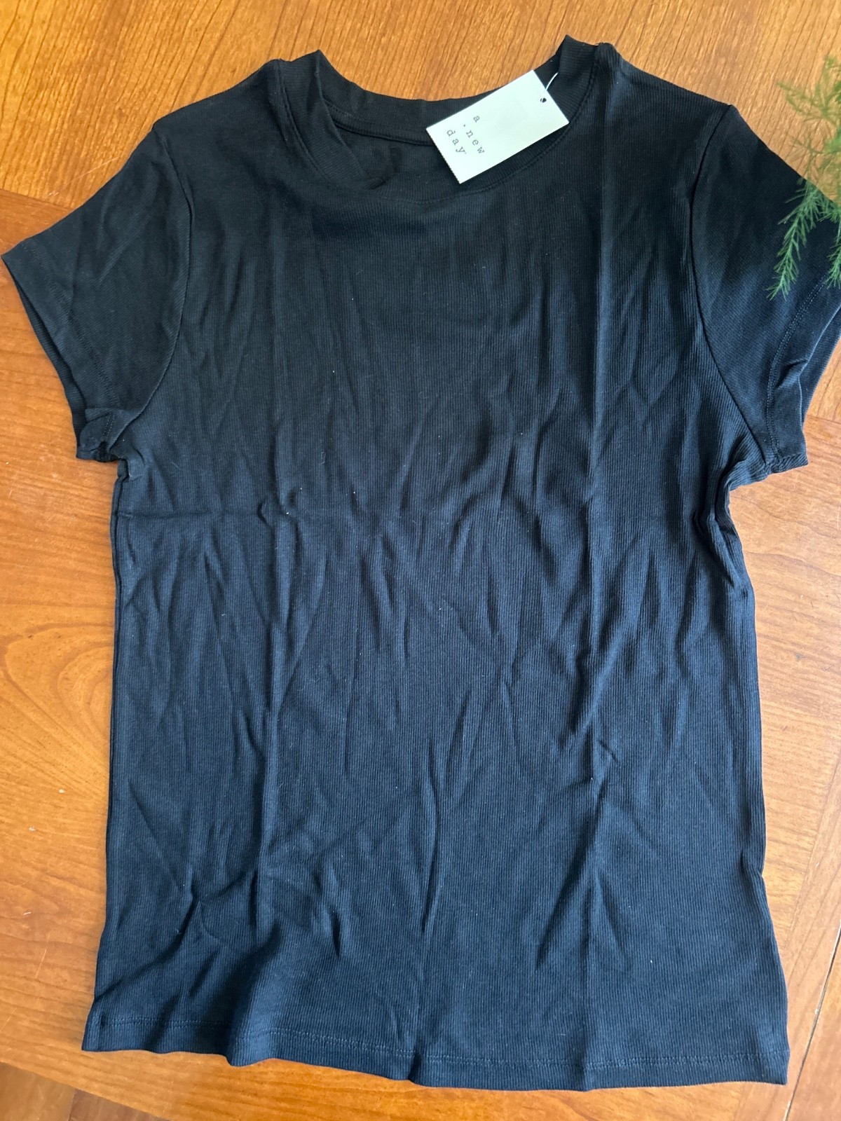 A New Day Women’s Ribbed Crewneck Short Sleeve T-shirt, Multiple Sizes In Black