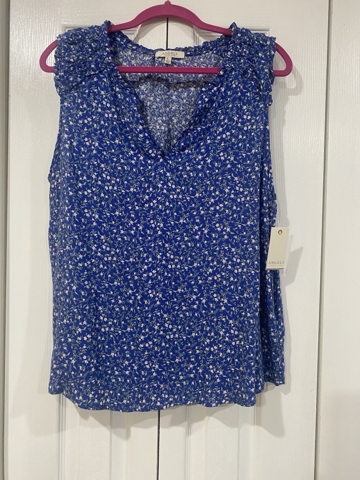 Angels Forever Young Women Top Ditsy Floral Large Peasant Coastal