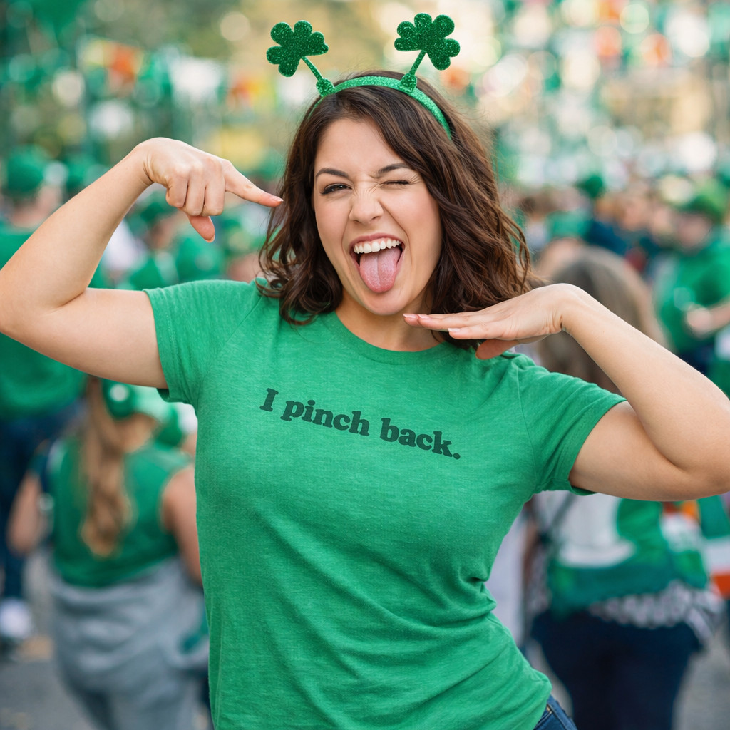 Womens I Pinch Back Shirt Funny St Patricks Day Joke Graphic Novelty Paddys Tee