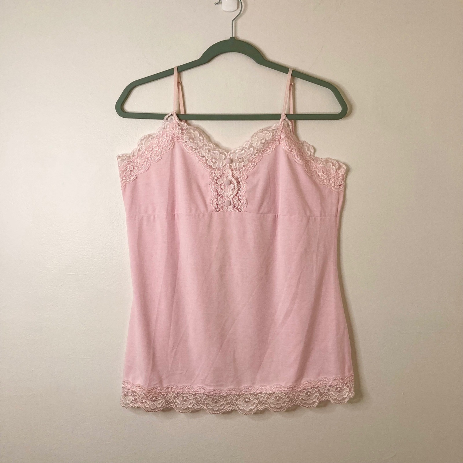Y2K Coquette Pink Lace Trim Camisole Tank Top Cato L Balletcore Soft Girl Pastel