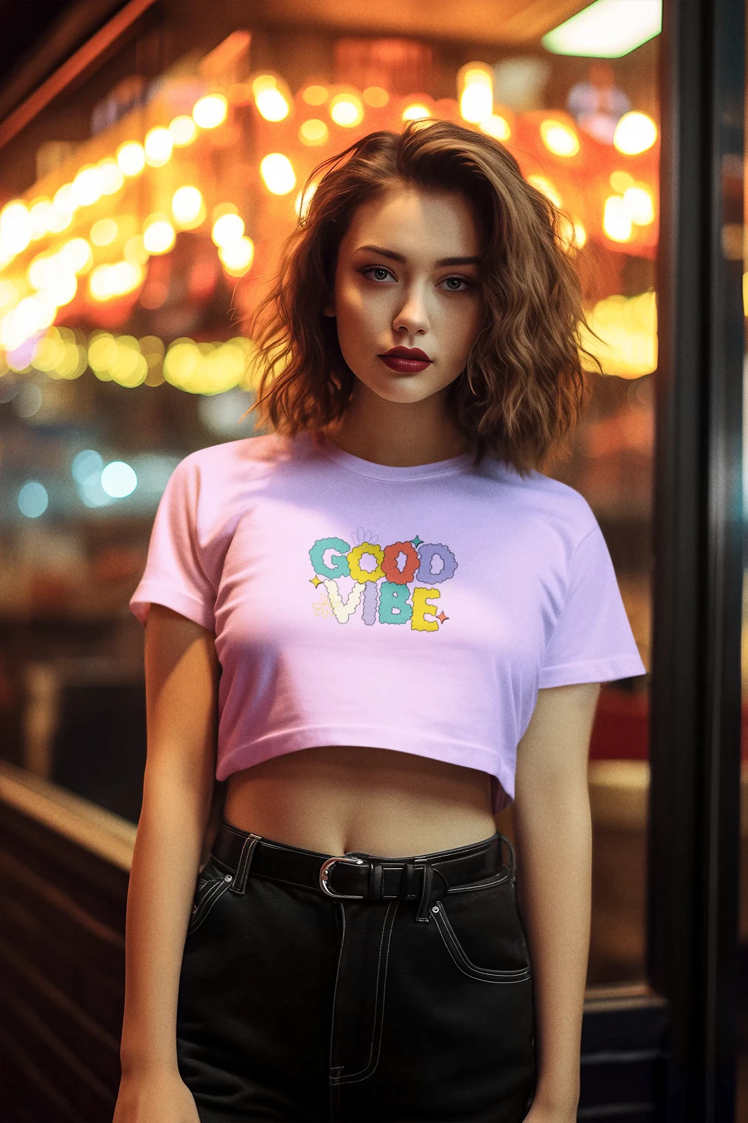 Good Vibe Women’s Crop Tee | Casual Summer Top, Trendy Streetwear, Gift for Her,