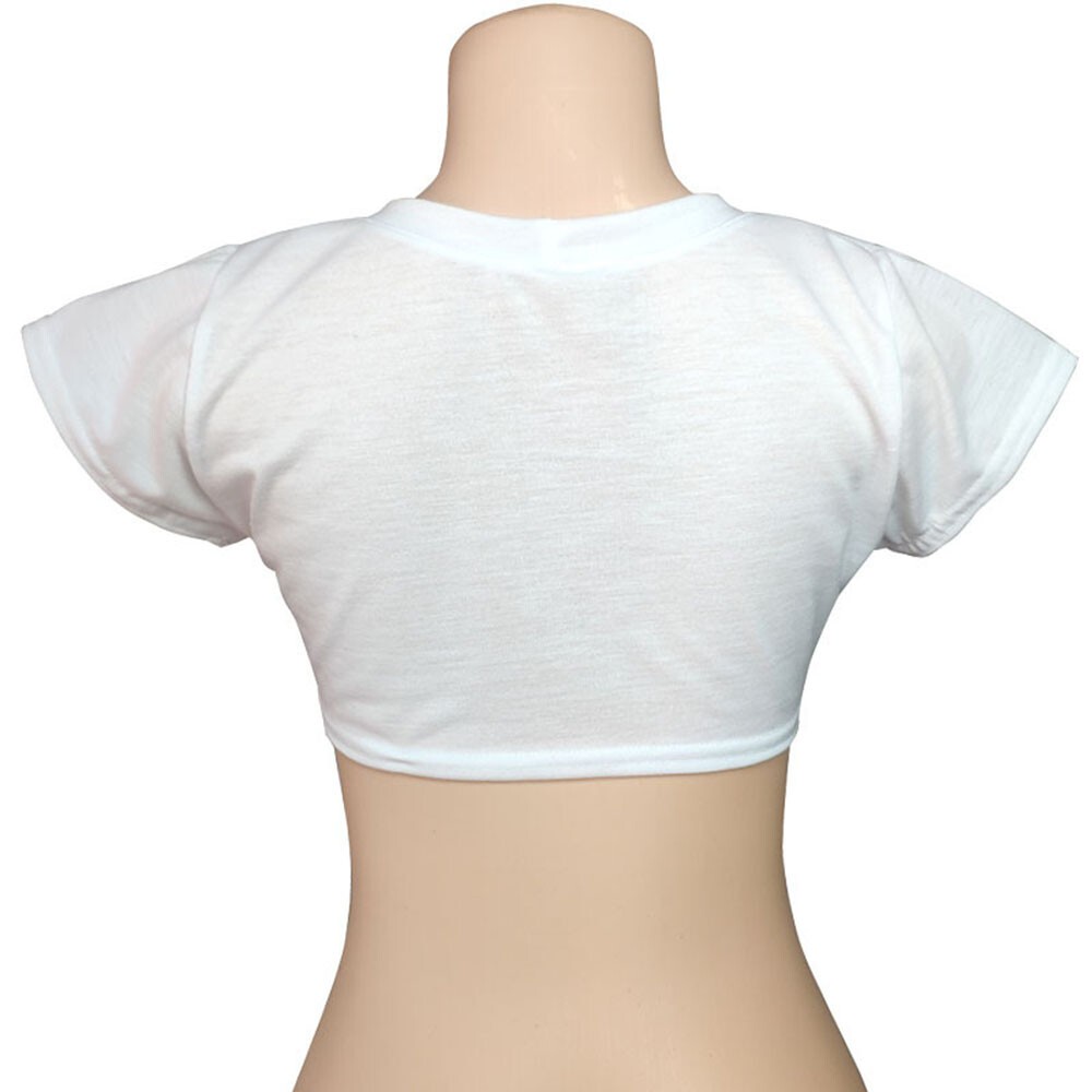 Short Sleeve Tee Women Sexy Crop Tops Clubwear No Bra Half T-Shirt Blouse Black