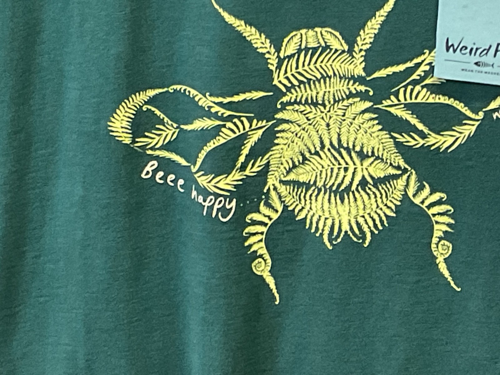 Ladies size 14 WEIRD FISH FERN BEE HAPPY Organic Cotton T-Shirt . NEW with label