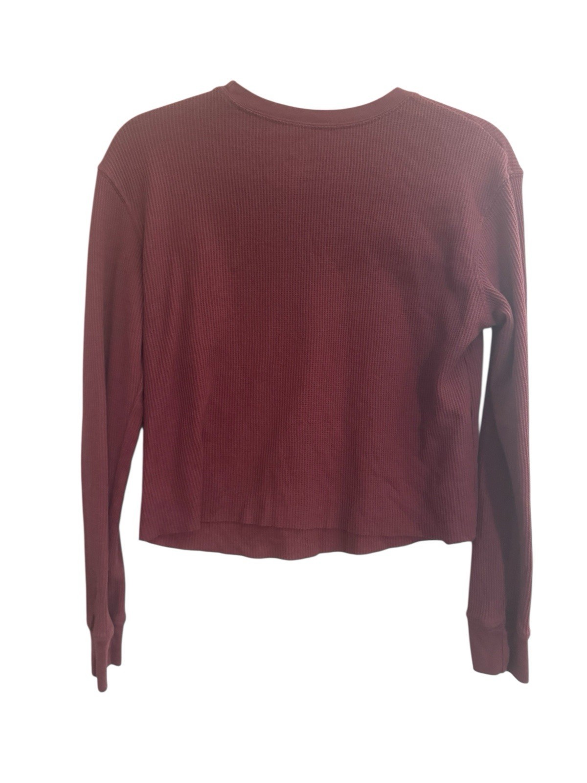 LOVE TRIBE Juniors XS Thankful Blessed Sunflower Waffle Top Burgundy #4796