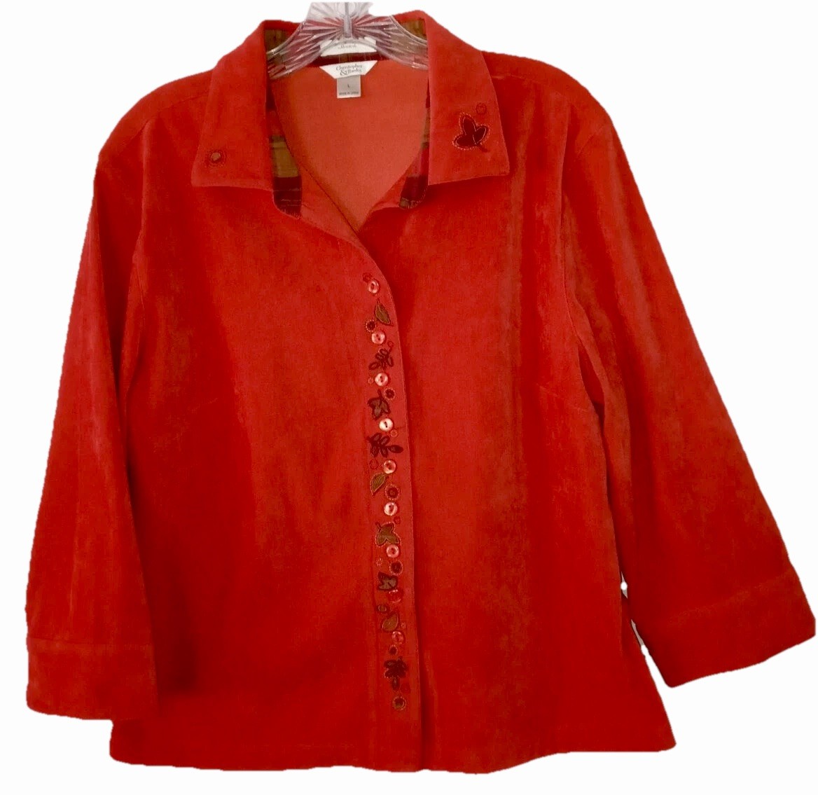 Christopher & Banks Shirt L Rust Color Soft Moleskin Button Down Shacket Blouse