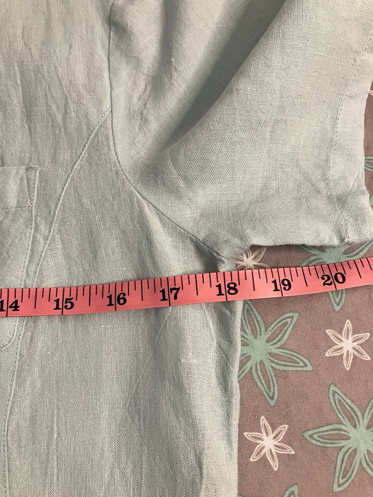 Orvis Women’s XS 100% Linen Top Safari Style Princess Seams Button Up Mint Green