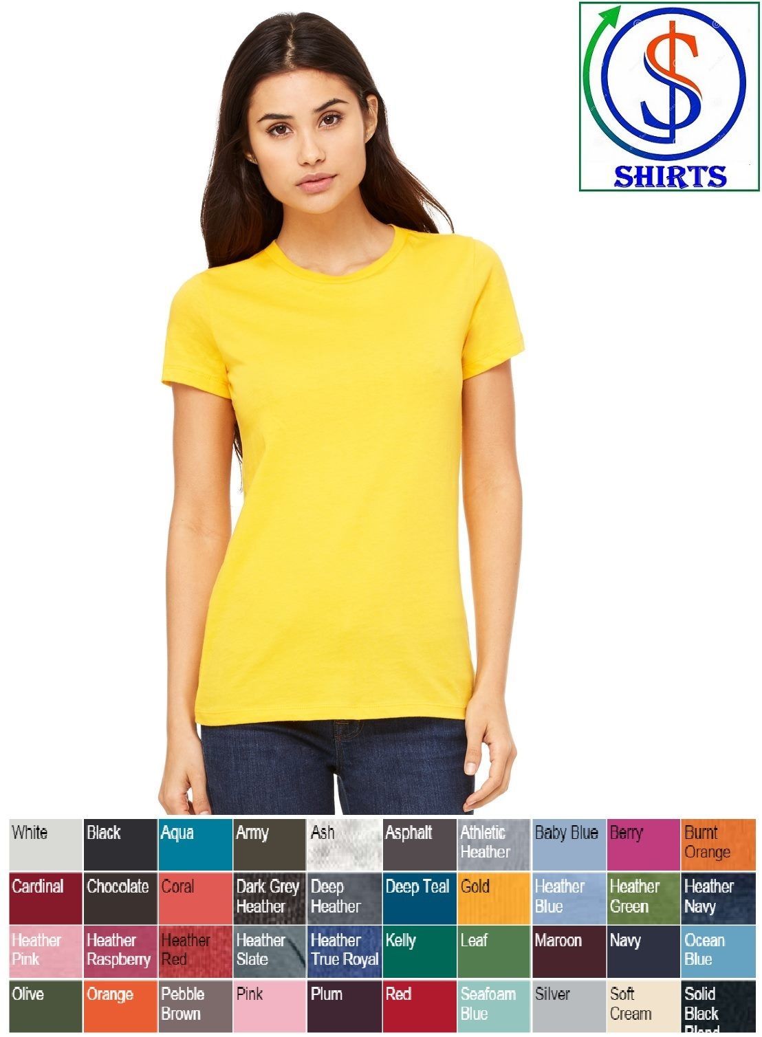 Bella + Canvas – Ladies’ The Favorite Tee – 6004 S-2XL 100%Cotton 47 Colors