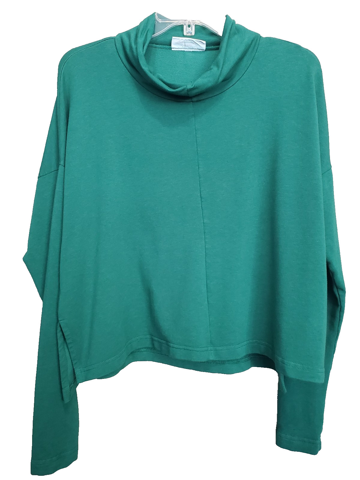 Bryn Walker Green Bamboo/Cotton/Spandex Mock Neck Long Sleeve Crop Top Size XXS