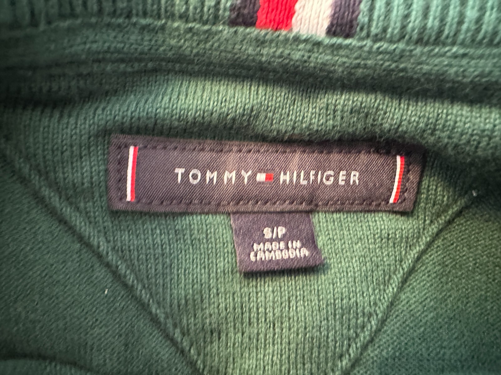 TOMMY HILFIGER SWEATER SWEATSHIRT GREEN WHITE BROWN SIZE S/P