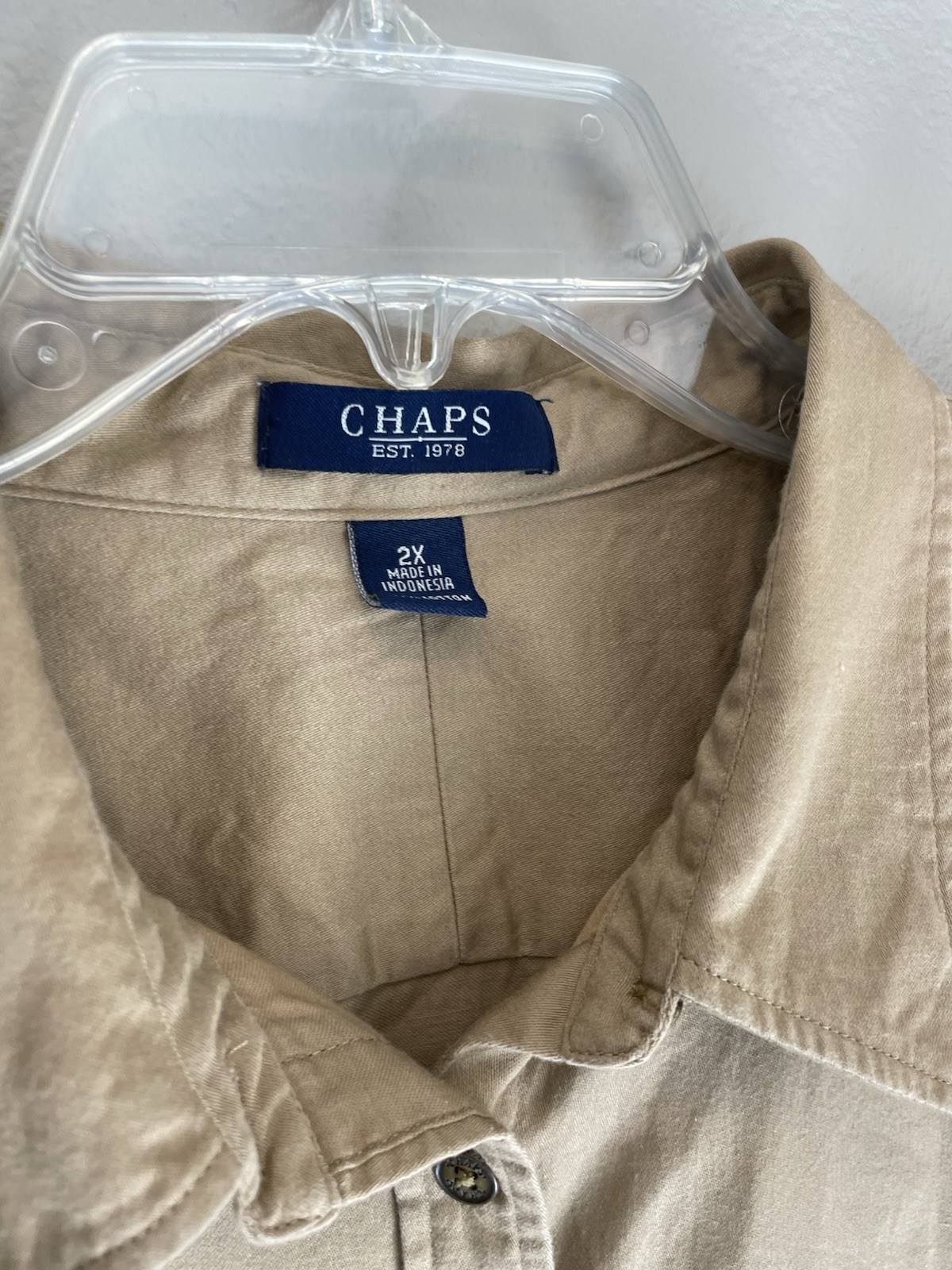 Chaps Ralph Lauren Women’s Camel Button Down 2X Utility Long Sleeve Shirt