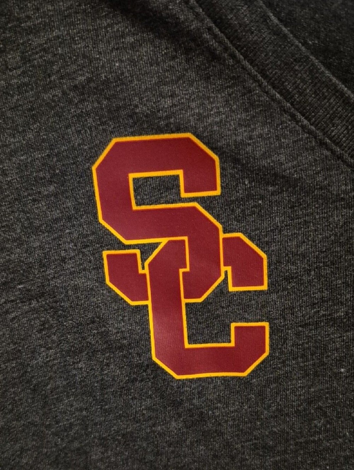 Nike Women’s Gray USC Trojans V-Neck Tee with Cardinal & Gold Logos