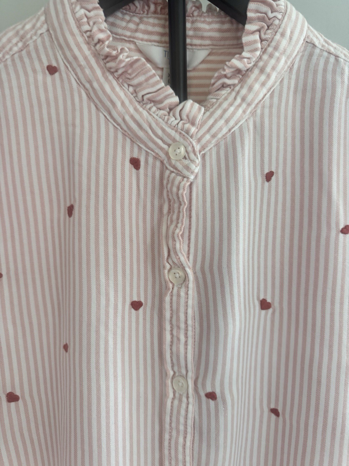 Torrid Heart Stripe Ruffle Collar Button Front Blouse Pink White XXL 20