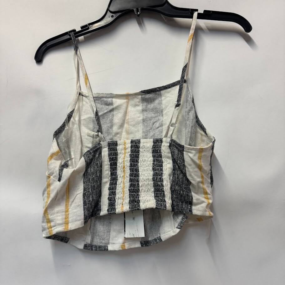 Gypsies & Moondust Juniors M Ivory Mustard Striped Smock Back Tank Top NWD G75