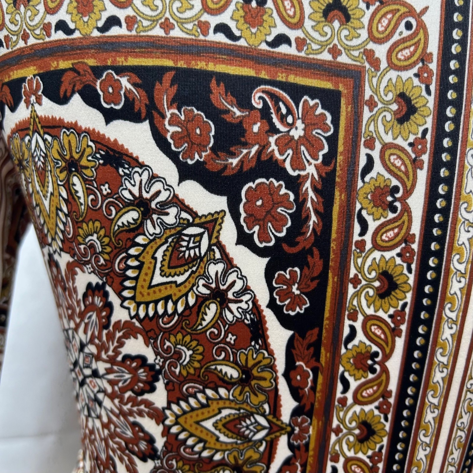 Boho Paisley Print Wrap Top With Bell Sleeves & Tie Back By Windsor S