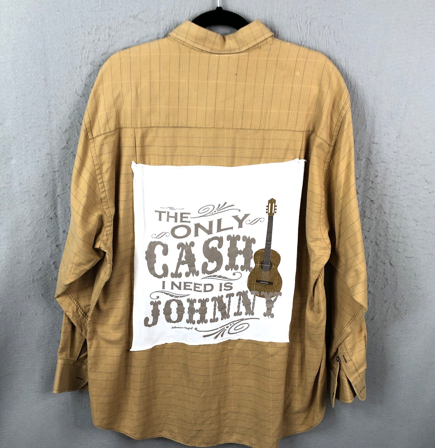 Bohemian Cowgirl Top Womens Large Brown Plaid Johnny Cash Western Ranch NEW