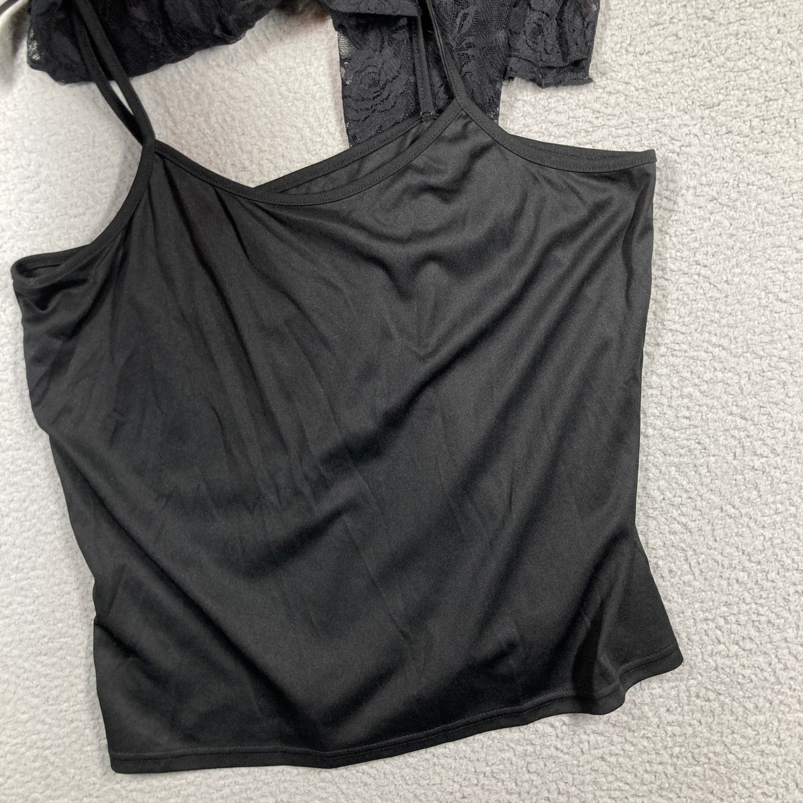 Shannon Ford Top Womens 2X Black Floral Lace w/Cami Flutter Sleeve Whimsigoth