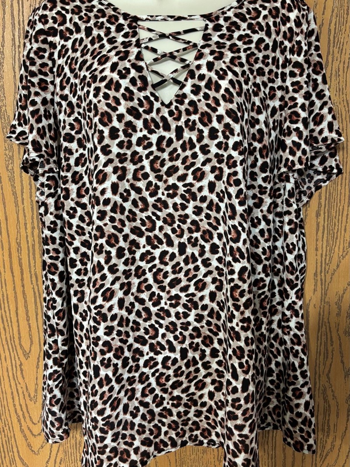 Torrid Leopard Print Crisscross V-Neck Tunic – Brown/Black
