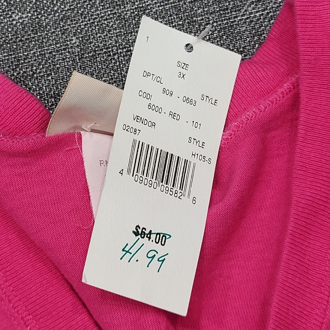 Vintage Made in USA Harmony Womens Dressy Pullover Top 3X Plus Size Pink Shirt