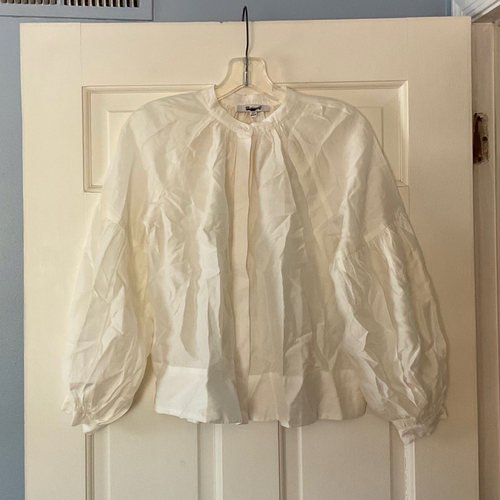 Madewell Shirred Balloon-Sleeve Top Blouse Winter White Size XXS 2XS NWT