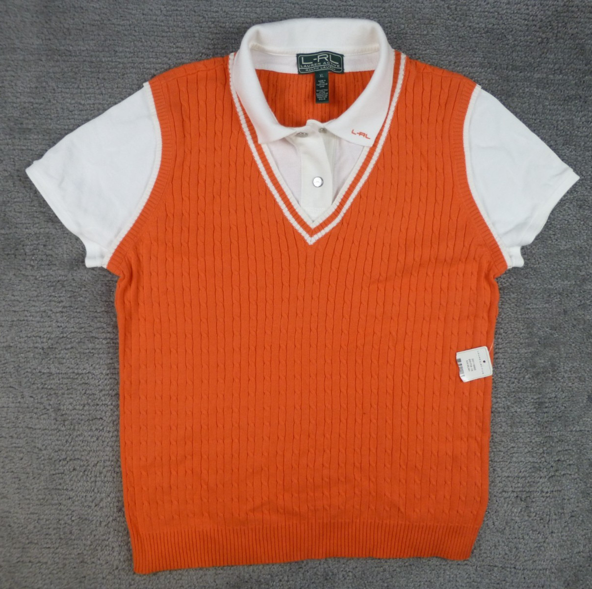 Ralph Lauren Active Girls Polo Shirt Sweater Vest Preppy Tennis Orange XL NWT