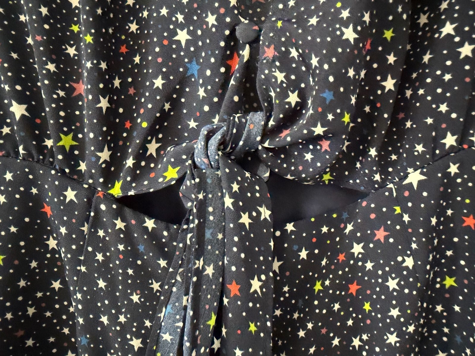 LIKELY Star Print Front-Tie Button-Down Blouse