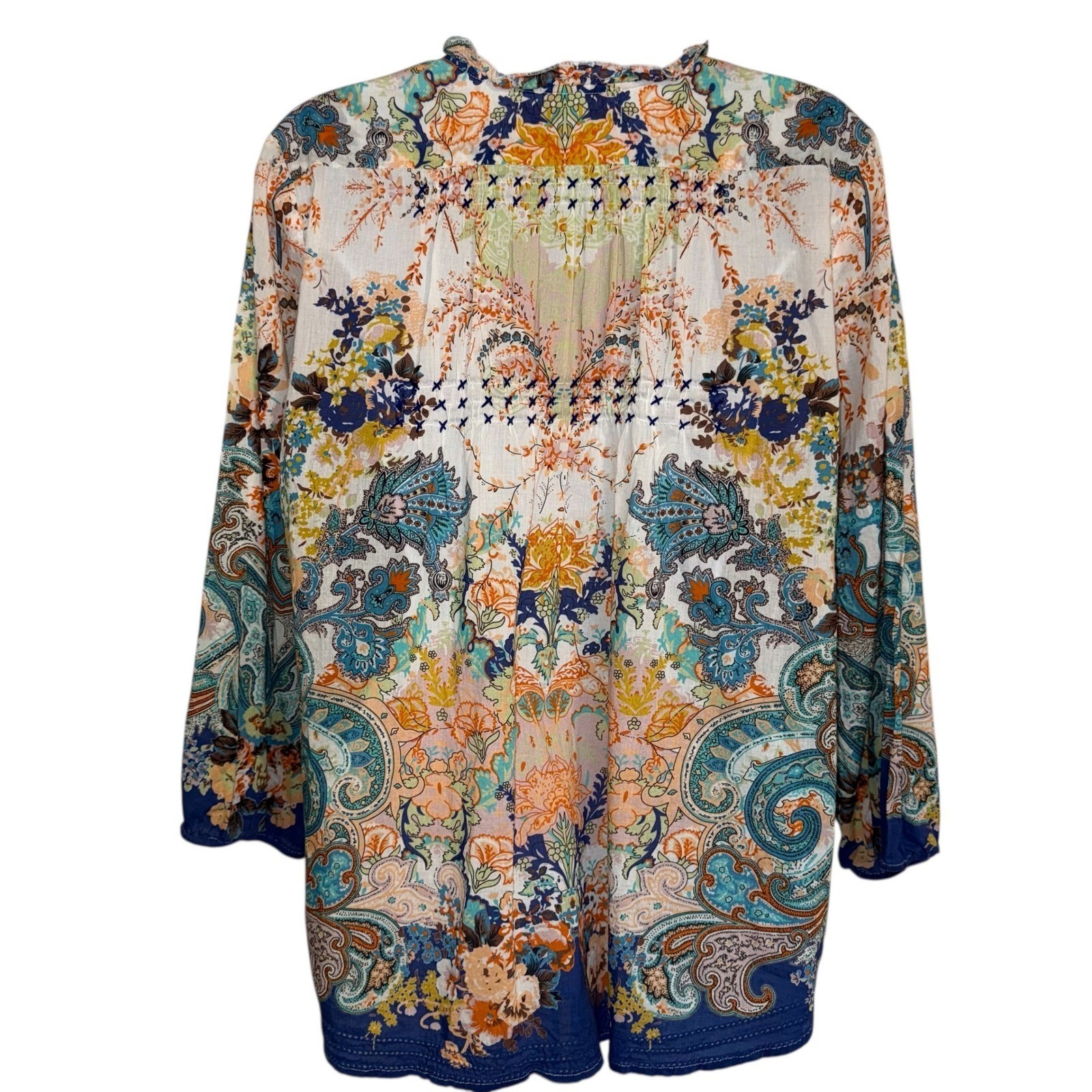 LOLA AUSTRALIA Bohemian Tassel Tie L/S Boho Top Blouse Medium