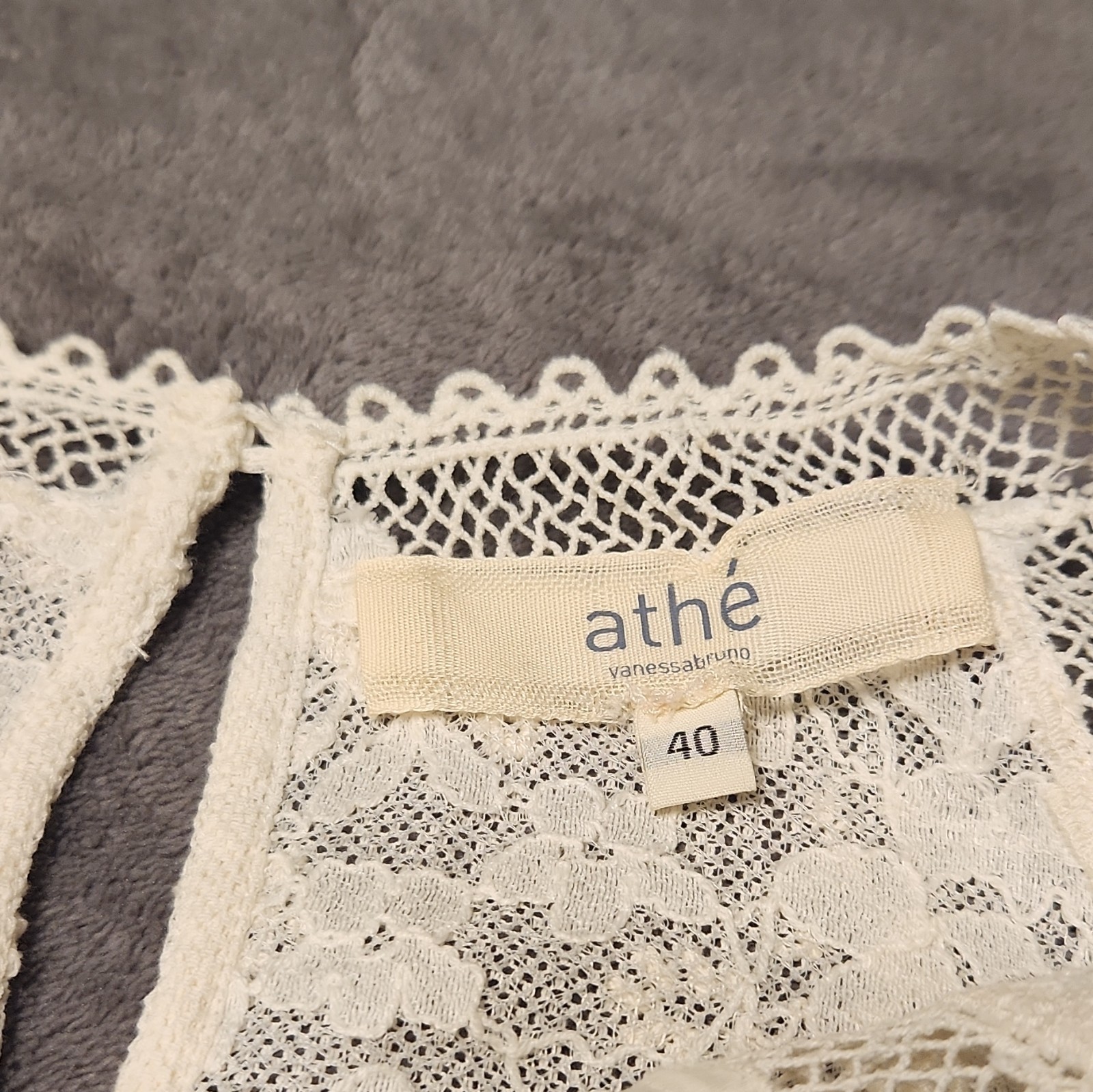 Athe Vanessa Bruno Lace Top White Cotton Blouse Sheer Boho Tank Embroidered 40