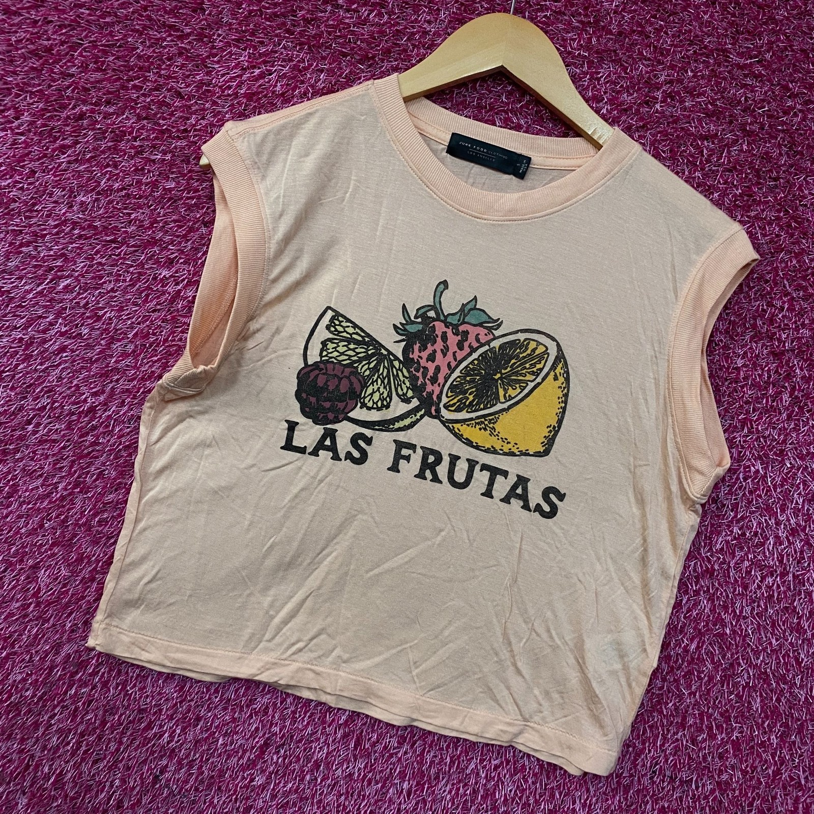 Junk Food Clothing Las Frutas Vintage Style Tissue Women’s Crop Tank Small