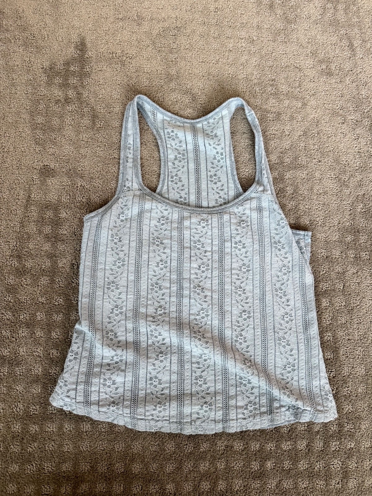 Hollister Gray Lace Racerback Tank Top Medium