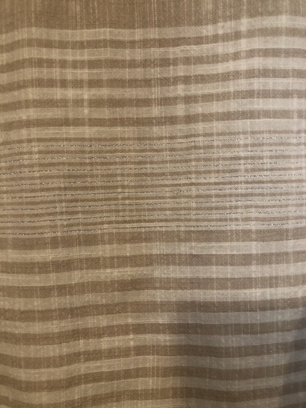 Vineyard Vines Beige and Gold Striped Linen/Cotton Blend Tunic 3/4 Sleeves S