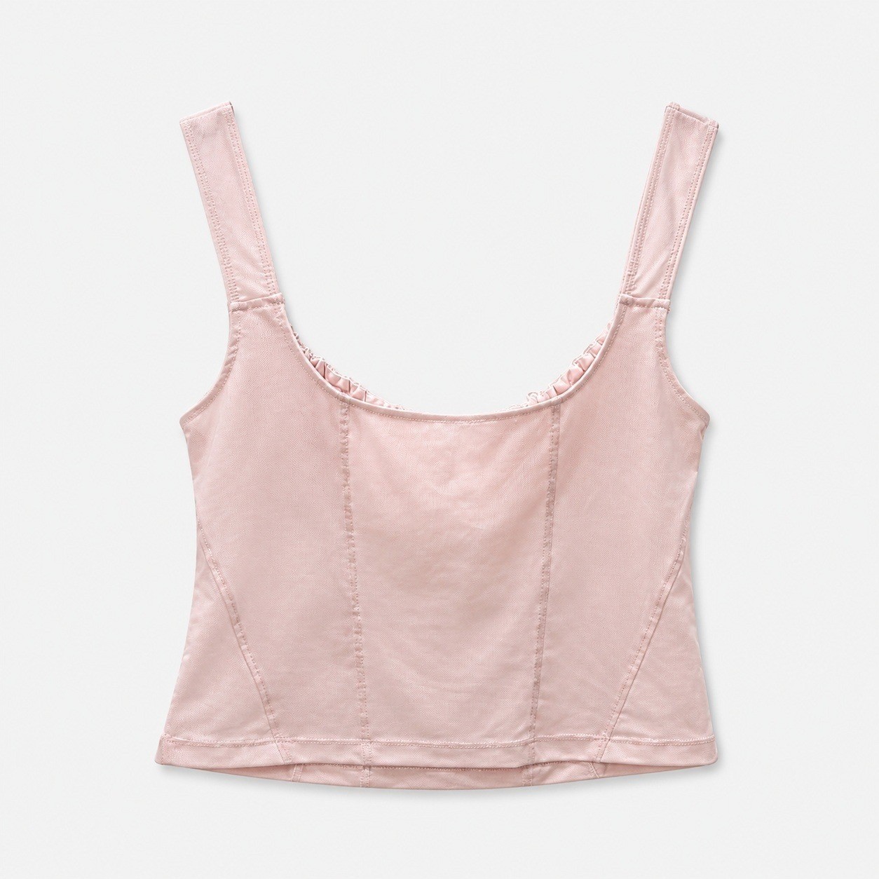 Garage Women’s XL Mesh Pink Corset Cami Crop Top Ribbon Tie Y2K Coquette