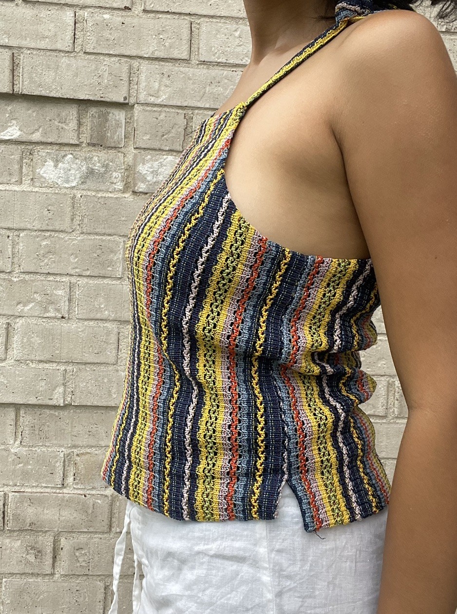 MADEWELL Women’s Size S Rainbow Crochet Texture & Thread Tie-Shoulder Tank Top