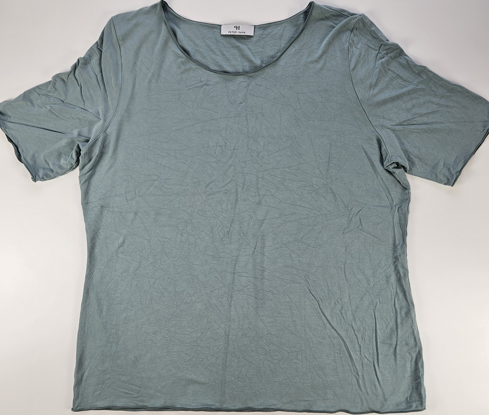 Peter Hahn Womens Blue/Green Viscose Blend Scoop Neck Short Sleeve Tee 48