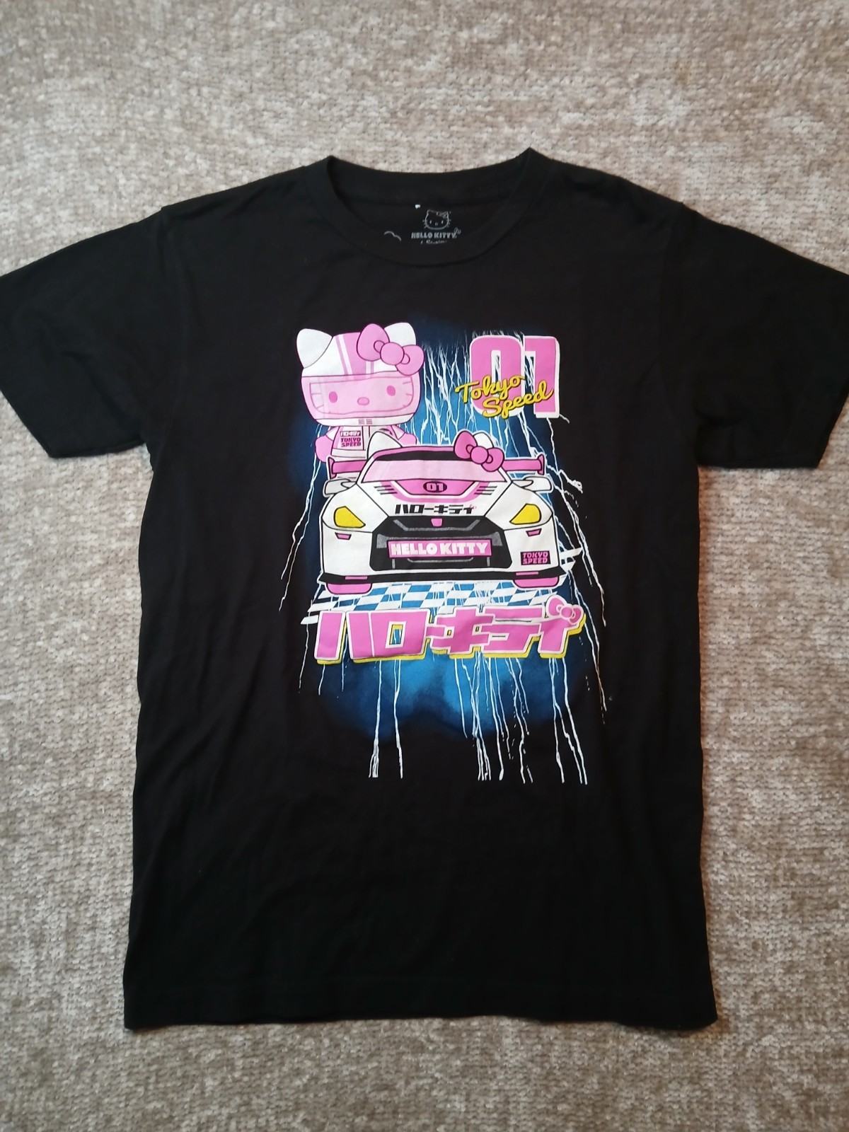 Hello Kitty Sanrio TSHIRT S 34/36 Tokyo Speed Racing Graphic Speed Black Pink