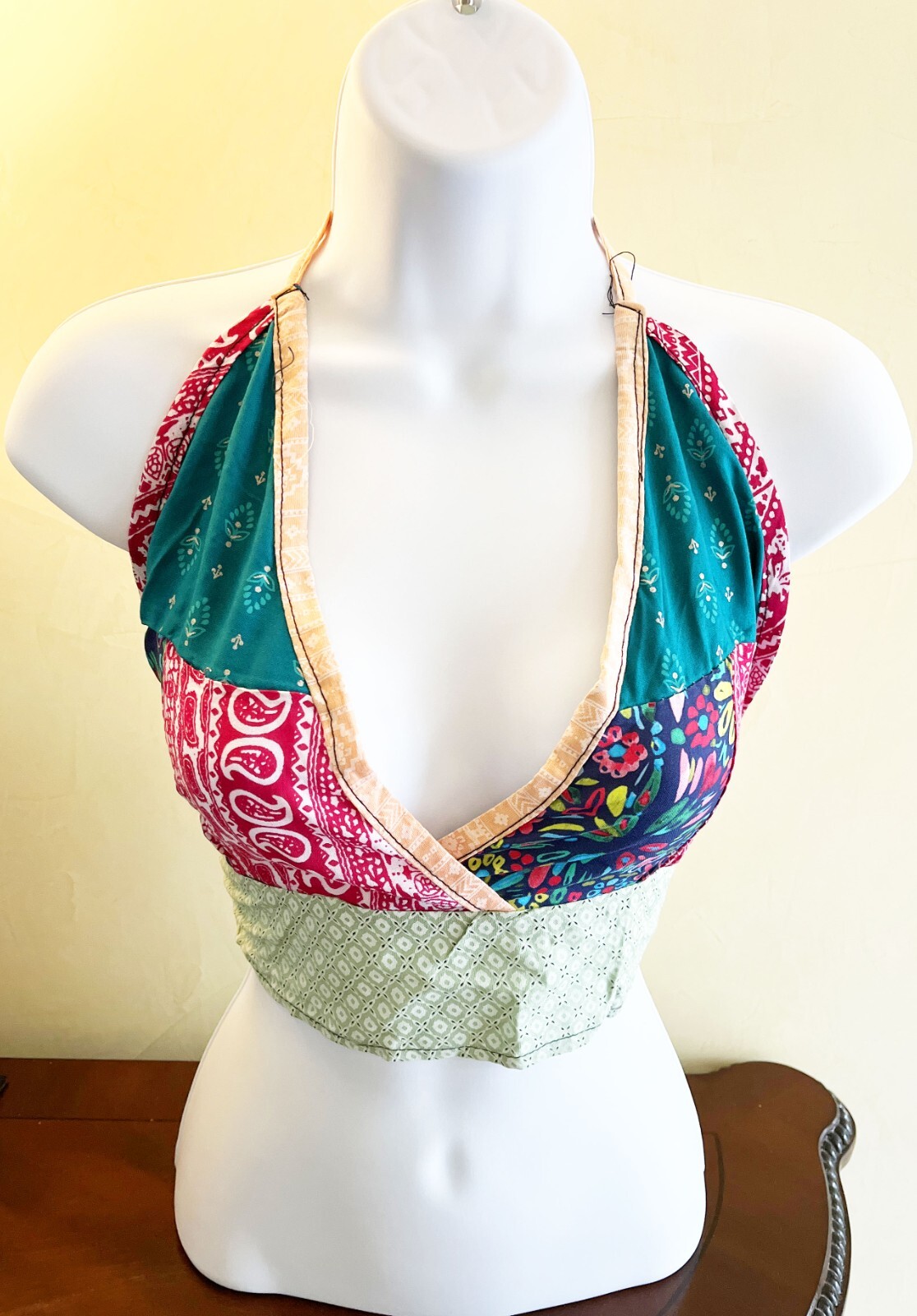 Bohemian Crop Top Patchwork Tropical Colors, Hippie Style Clothes