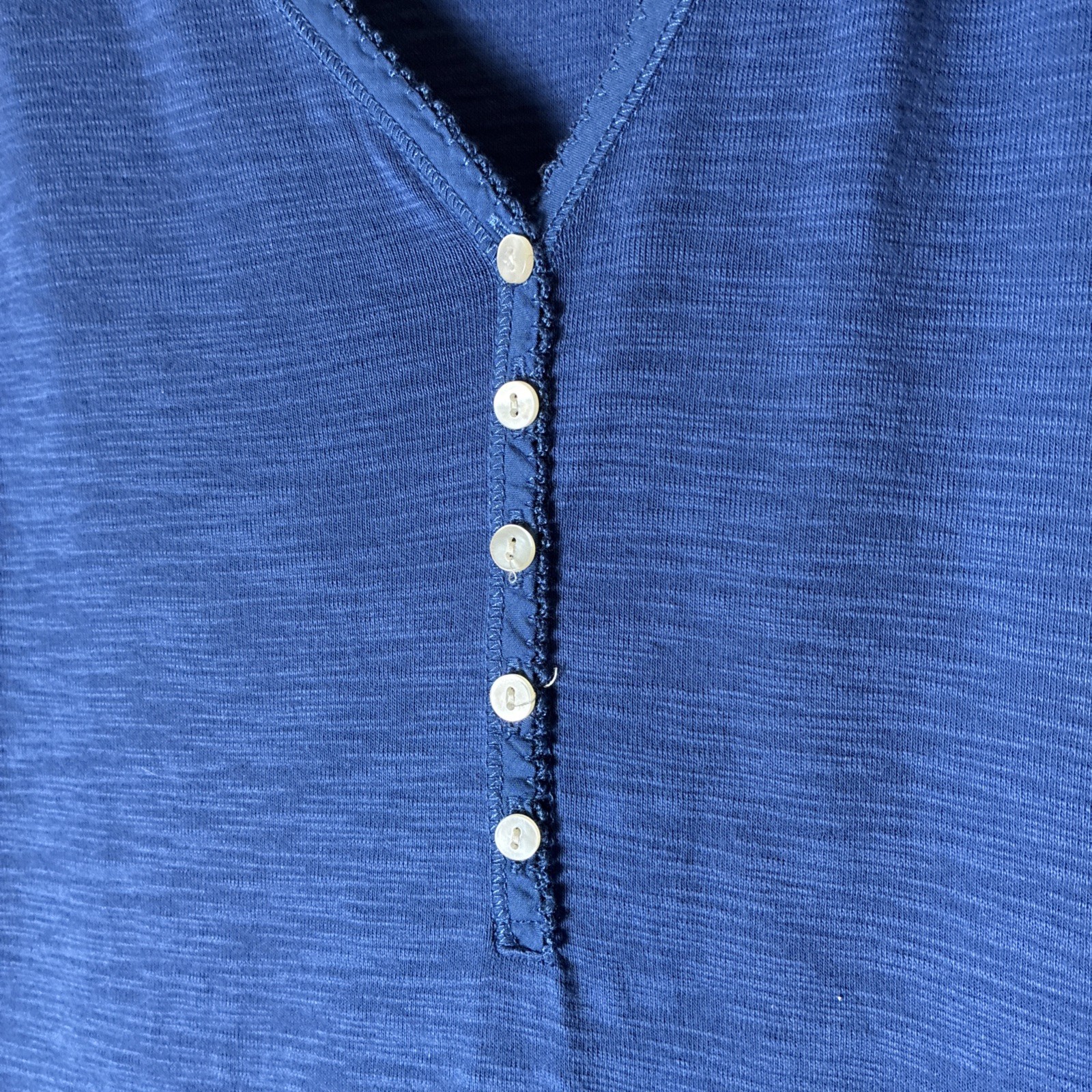 Chaps Denim Henley Top Size Large Indigo Blue Lace Sleeve Casual All Seasons