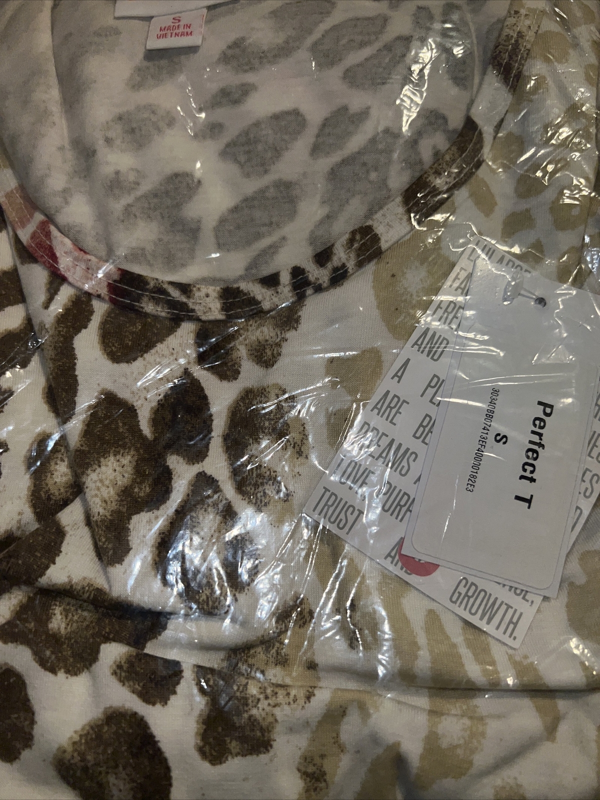 Lularoe Perfect T Animal Tan/White/Brown/Red Cheetah Unicorn Tunic 8/14 Small