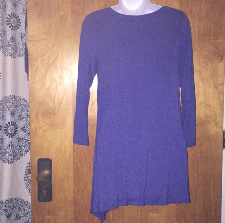 Emerald Blue Tunic Top With Side Buttons Size M