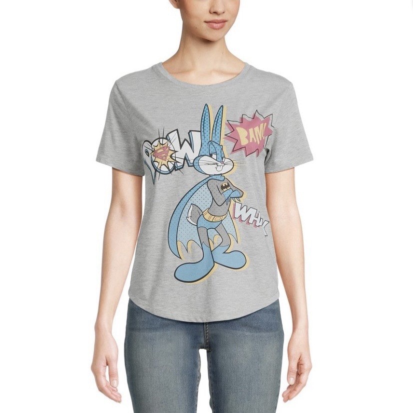 Warner Bros. Bugs Bunny and Lola Women’s Mash Up Graphic Tee with Short Sleeves