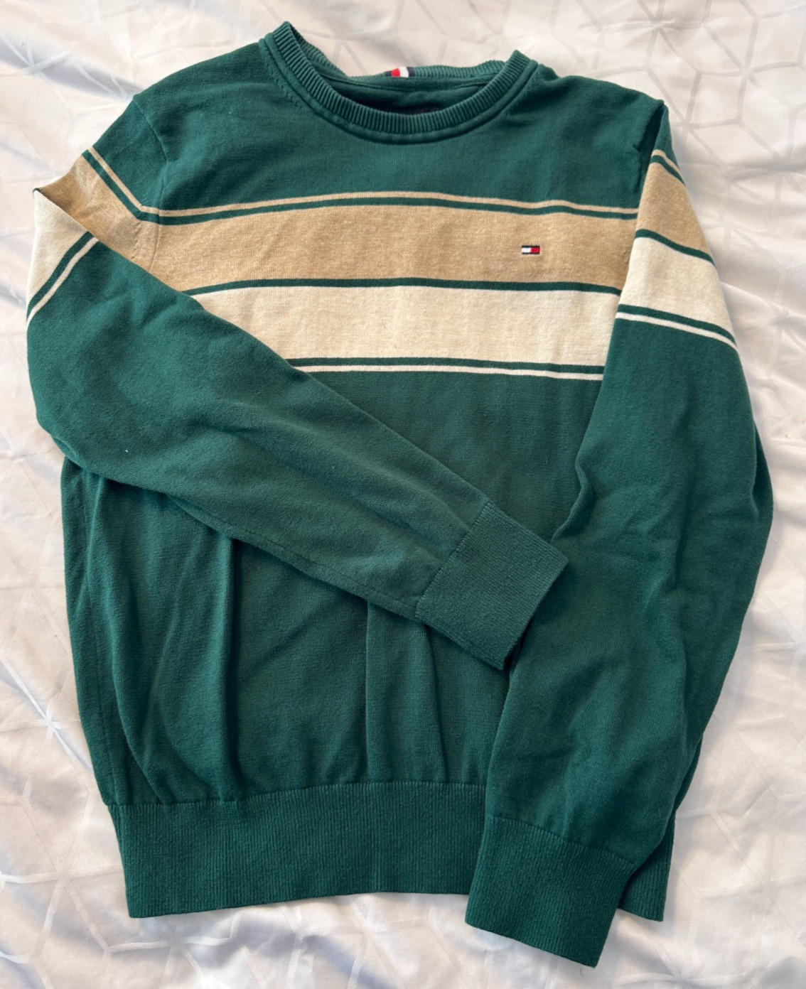 TOMMY HILFIGER SWEATER SWEATSHIRT GREEN WHITE BROWN SIZE S/P