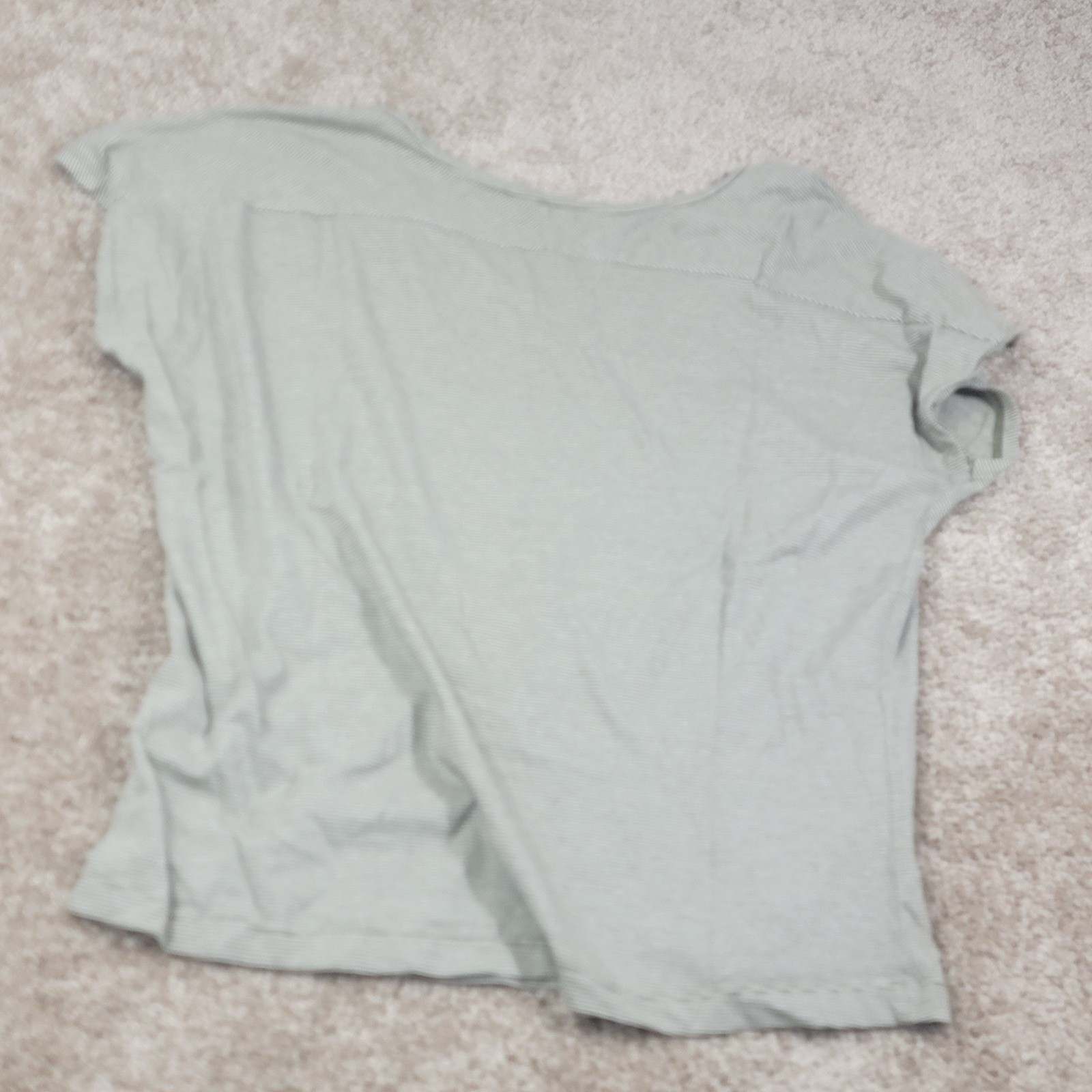 United Airlines Striped T Shirt V Neck Blue Globe Logo Olive Green Size Small