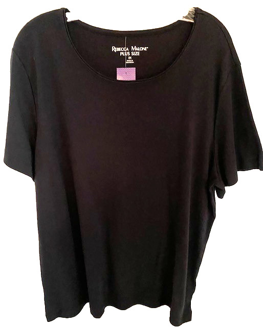 New! Rebecca Malone Plus Size Women’s Sz. 2X Caviar (Black) Short Sleeve Top