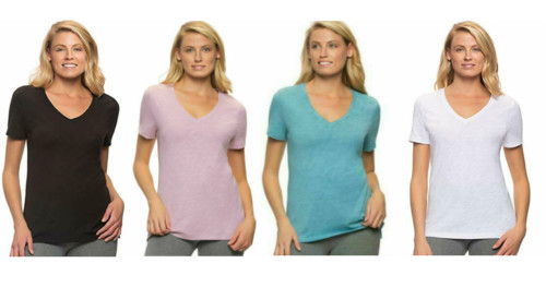 Felina Ladies’ V-Neck Short Sleeve Slub T-Shirt