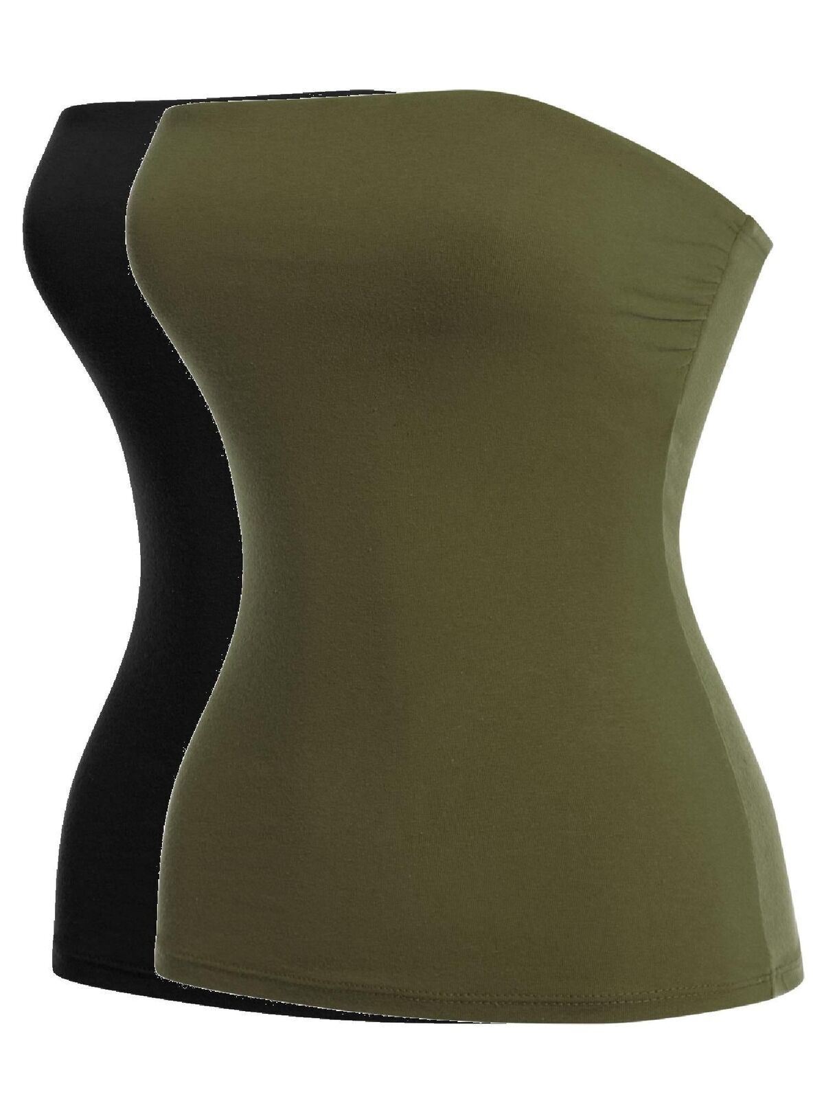 MixMatchy Basic Solid Stretchy Cotton Long Bandeau Tube Top