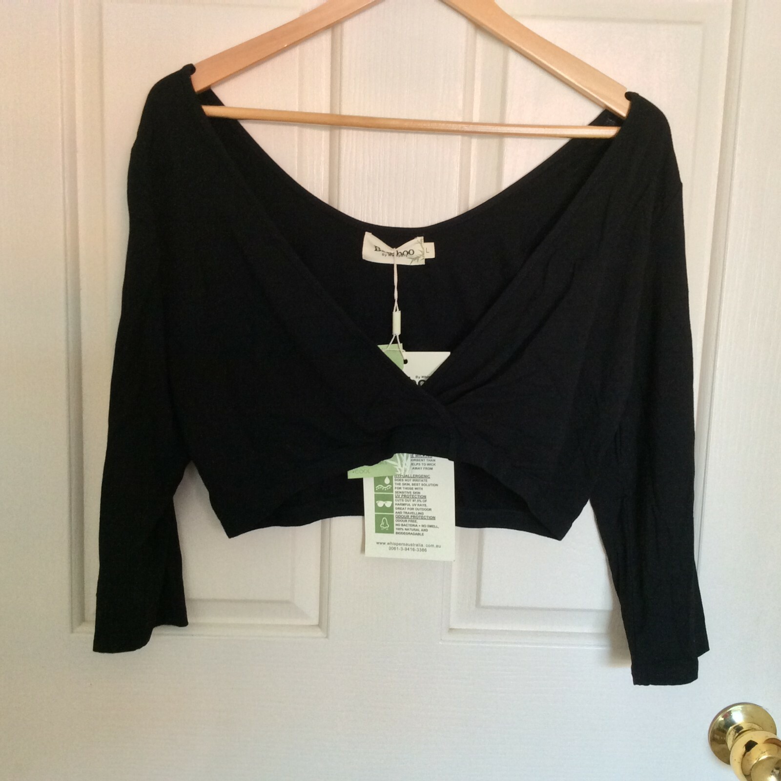WHISPERS WOMEN 3/4 DESIGNER BAMBOO SECRET SLEEVE TOP SIZE S