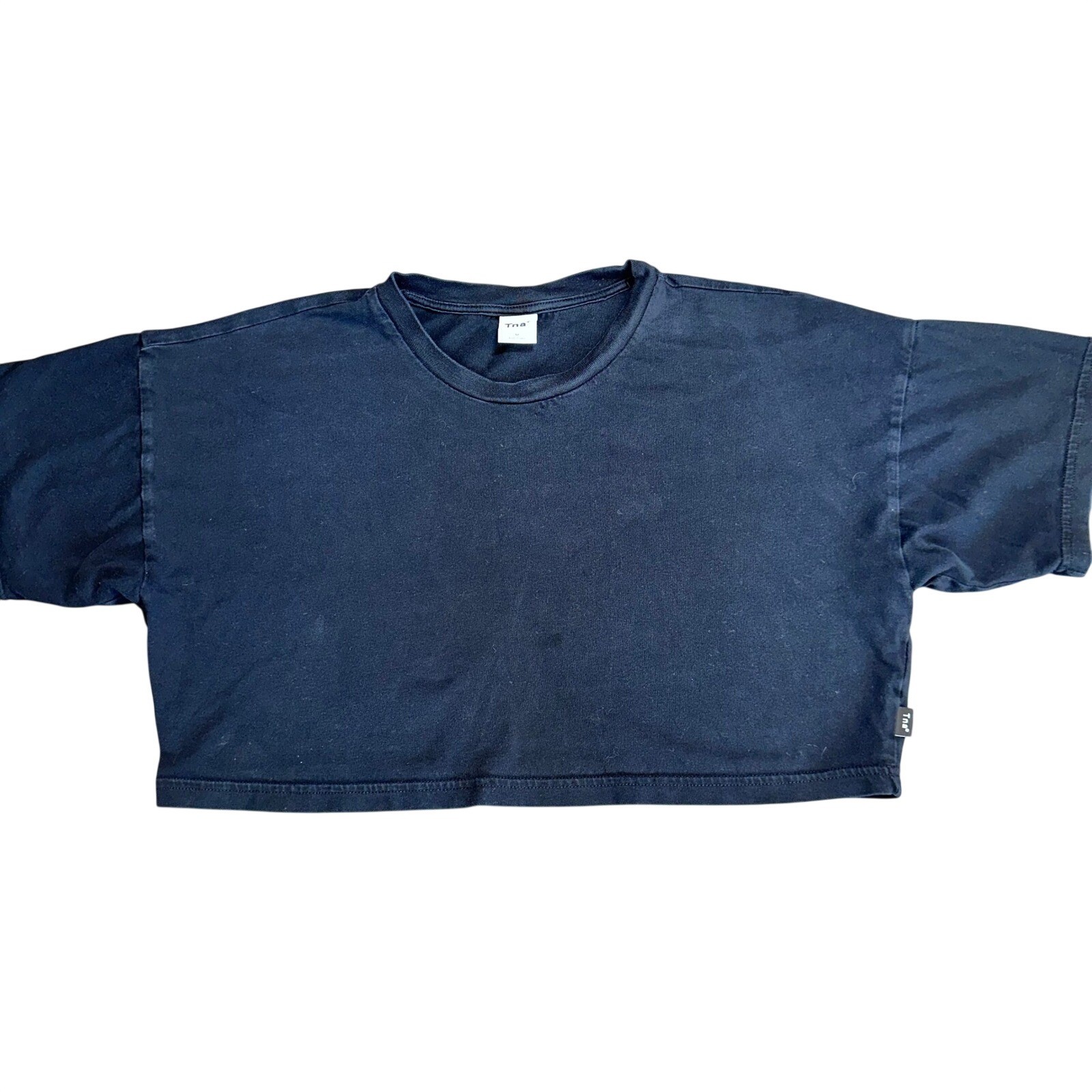 Tna Aritzia Cropped T-Shirt Washed Black Boxy Oversized Crew Neck Medium