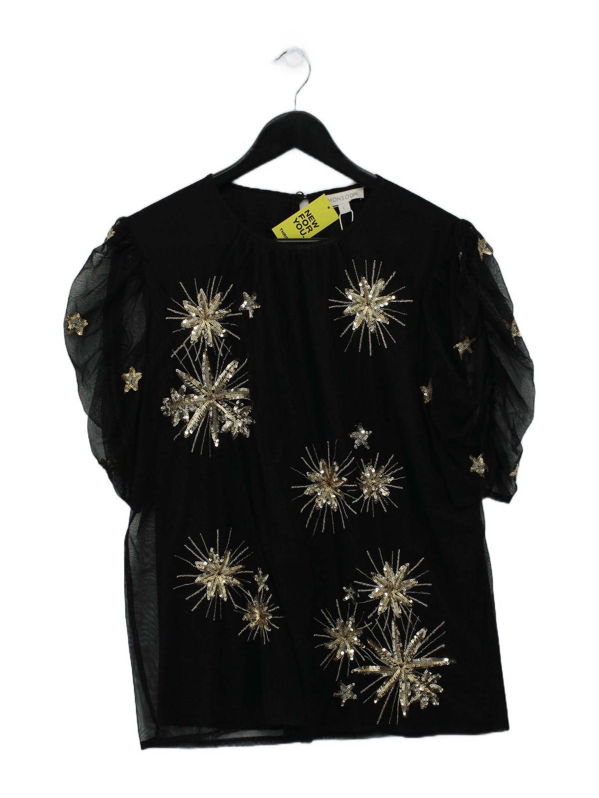 Monsoon Women’s Top L Black Polyester with Other Basic New with tags