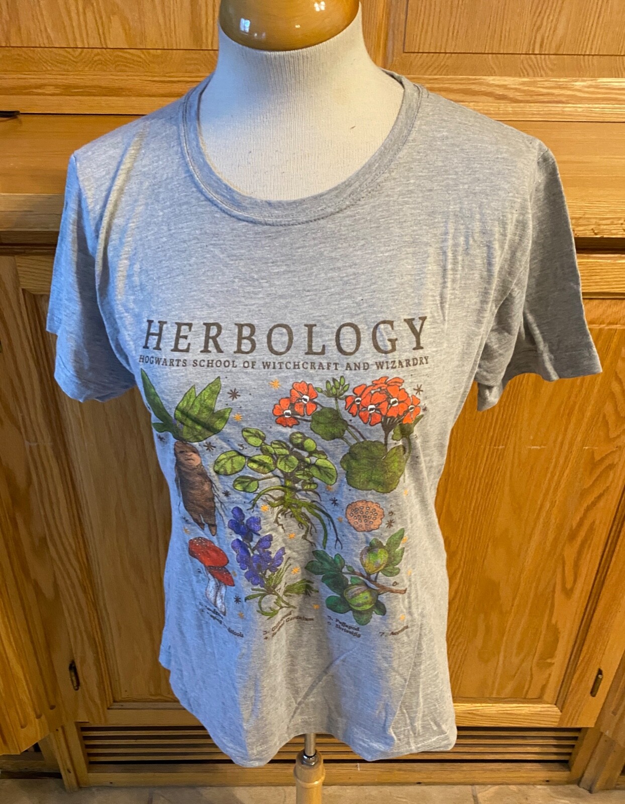Women’s Large Crew Neck Tee “Herbology” Classic Everyday Comfortable Cute